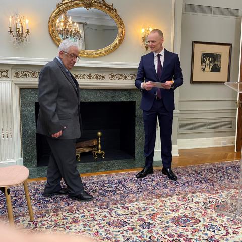 Gregory Margulis, Abel laureate and Torleiv Opland Deputy Chief of Mission at The Norwegian Embassy in Washington D.C.